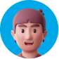 3D cartoon avatar profile of a smiling male financial advisor on a bright blue circular background.