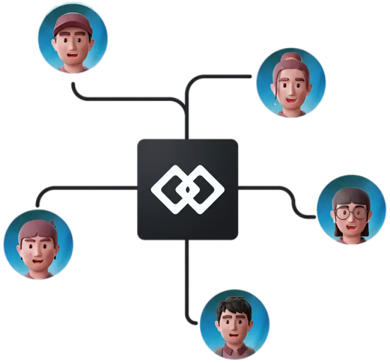 Connected business professionals in a digital network