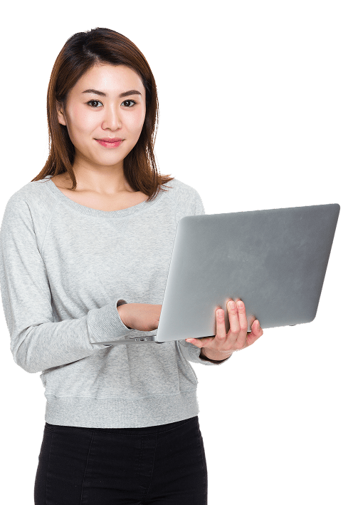 Business professional using a laptop to apply for small business funding, compare financing options, and manage loan applications online.